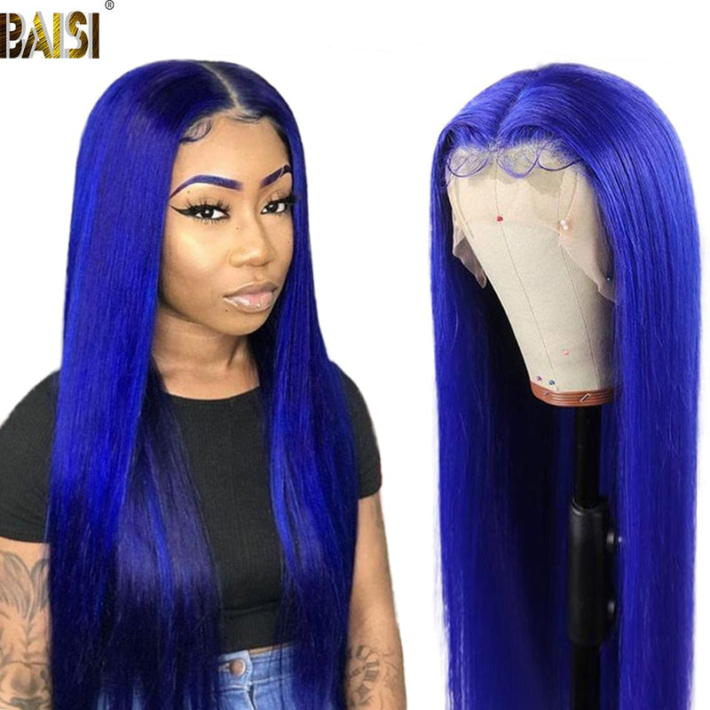 BAISI HAIR BOB Wig 16 / Blue BAISI Color Lace Wig Straight