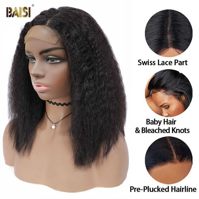 BAISI HAIR BOB Wig BAISI Kinky Straight Bob Wig 100% Human Hair