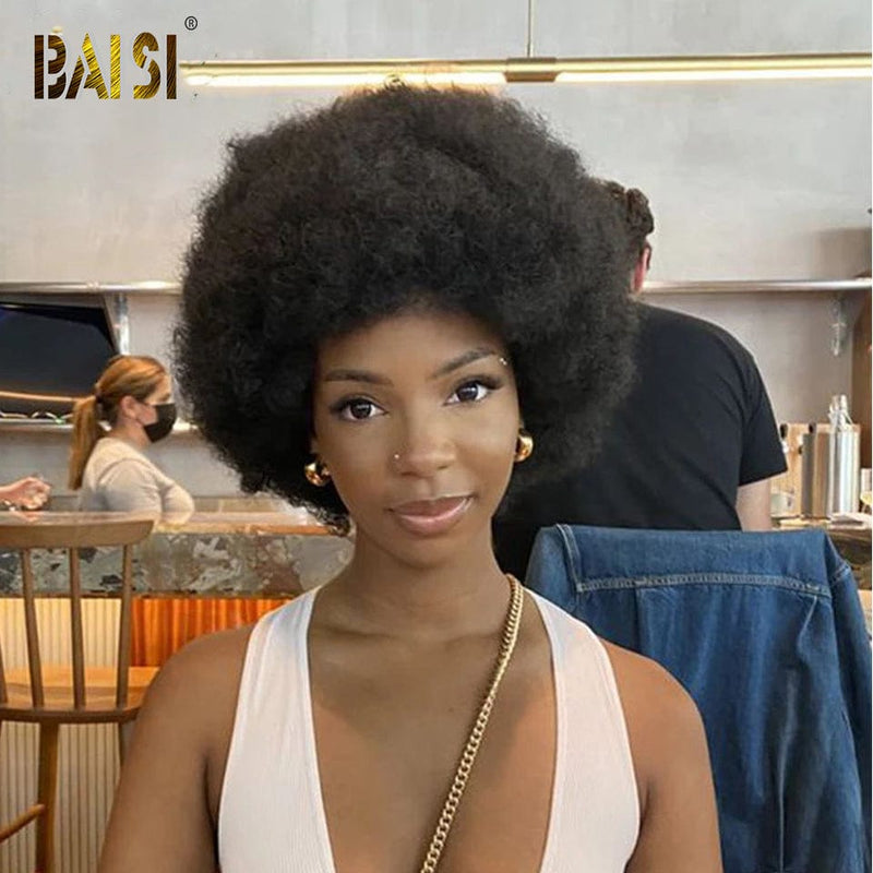 BAISI HAIR BOB Wig BAISI Machine Made Human Hair Afro Curl Wig