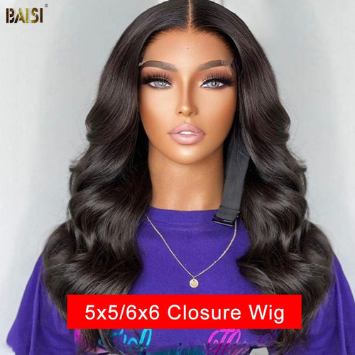 BAISI HAIR Closure Wig BAISI 12A Long Part 5*5  6*6 Closure Wig Human Hair Wig