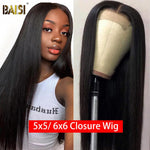 BAISI Long Part 5*5 6*6 Closure Wig Human Hair Wig - BAISI HAIR