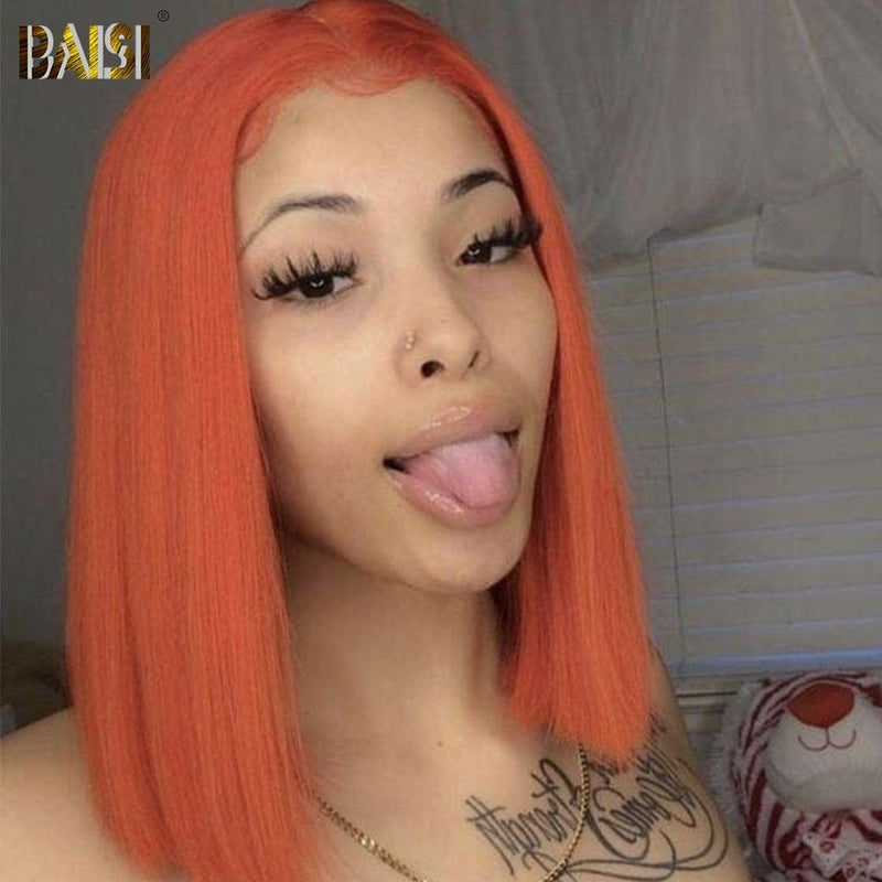 BAISI HAIR Closure Wig Orange / 10 BAISI Color Bob Wig 4*4 Closure wig Human Hair