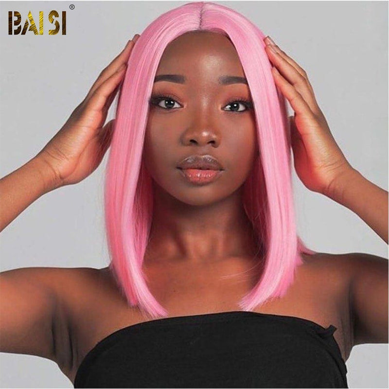 BAISI HAIR Closure Wig Pink / 10 BAISI Color Bob Wig 4*4 Closure wig Human Hair