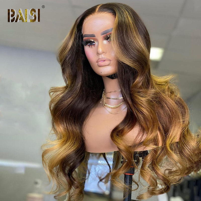 BAISI HAIR Customized Wig BAISI #1B/30 Color Lace Highlight Wig Bleached Knots