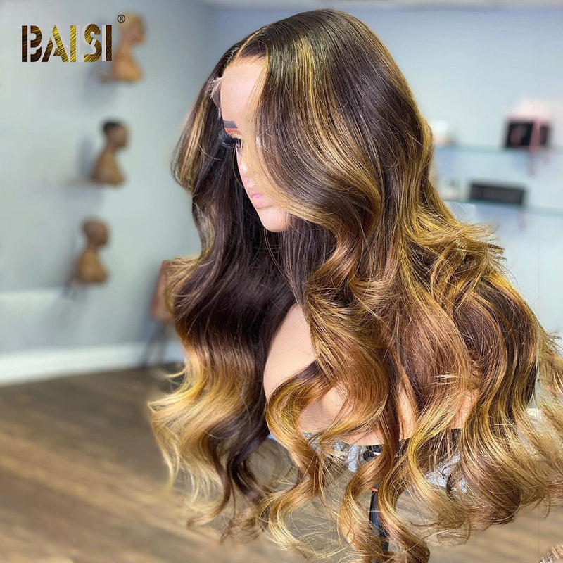 BAISI HAIR Customized Wig BAISI #1B/30 Color Lace Highlight Wig Bleached Knots