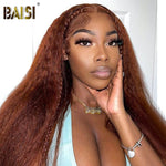 BAISI HAIR Customized Wig BAISI Kinky Straight Reddish Brown Color Wig
