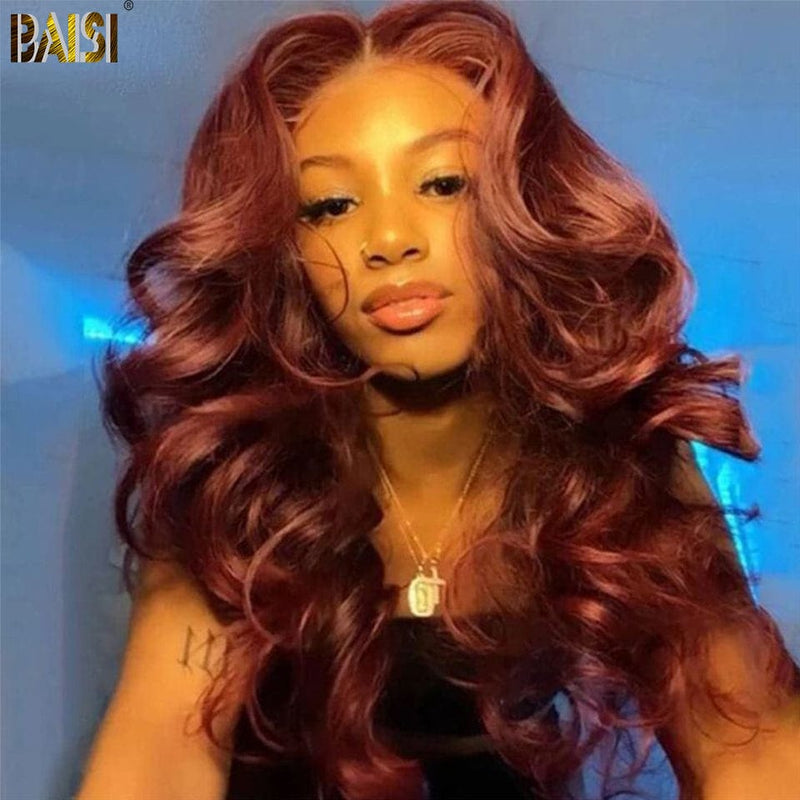 BAISI HAIR Customized Wig BAISI Red Brown Wavy Wig