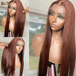 BAISI HAIR Customized Wig BAISI  Reddish Brown Straight Hair Wig