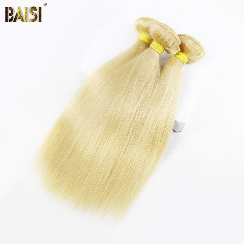 BAISI 10A Bundles with Closure Eurasian Straight Blonde #613 - BAISI HAIR