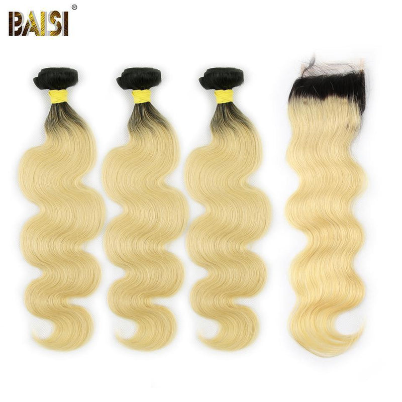BAISI 1B/613# Eurasian Body wave Blonde Bundles with Closure - BAISI HAIR