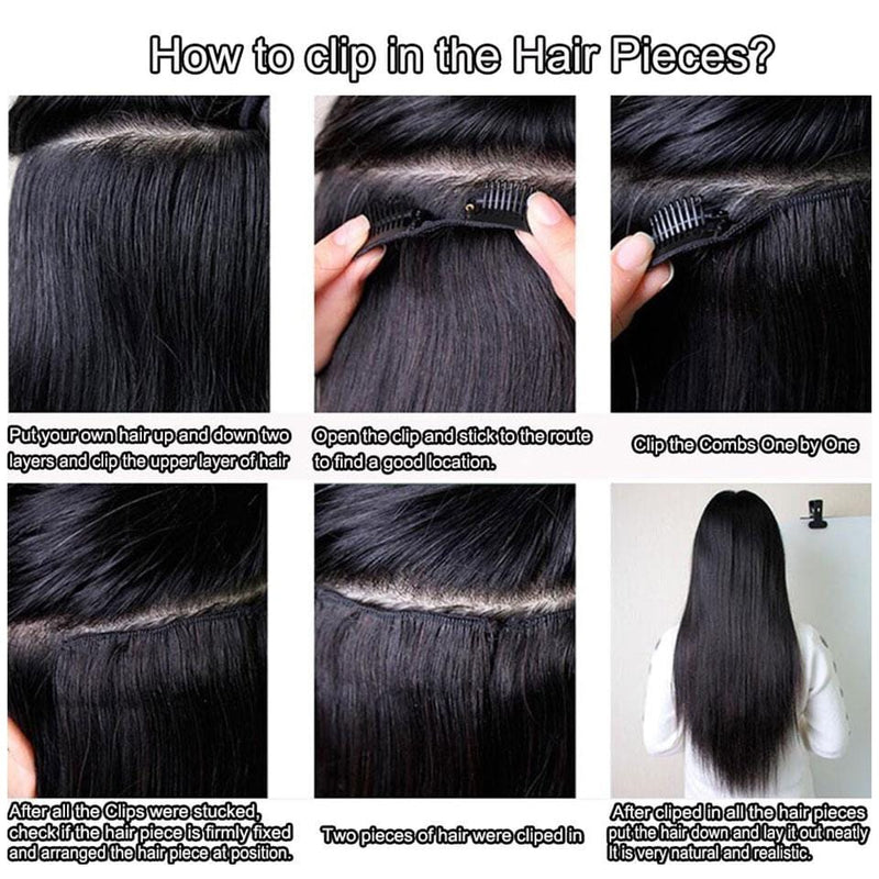 BAISI Straight Clip Ins Hair Extensions 8Pcs And 120g/Set - BAISI HAIR
