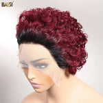 BAISI HAIR Pixie Cut Wig 1b/99J BAISI Virgir Human Hair Curly Hair Short Cut Wig