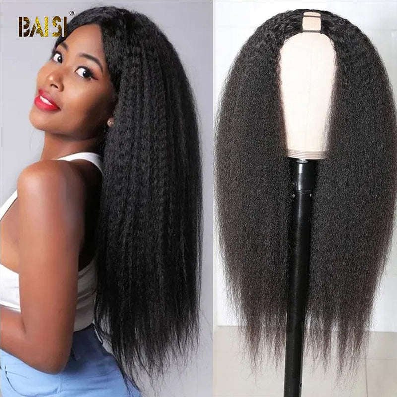 BAISI U Part Wig Kinky Straight 100% Human Hair Wigs - BAISI HAIR