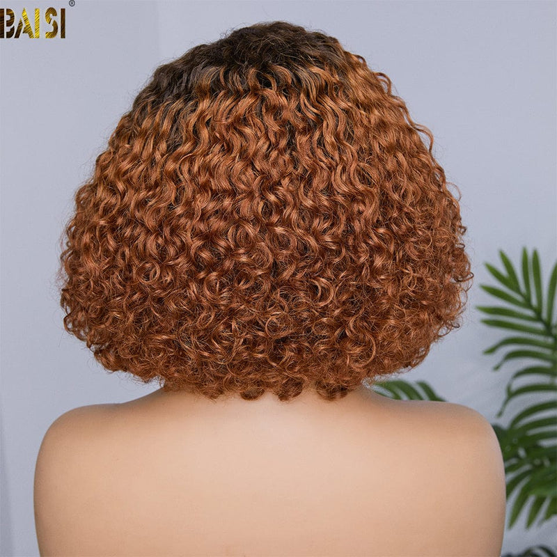 hairbs $100 wig BAISI 5x5 1B/30 Color Curly BoB Wig