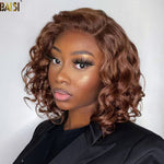 hairbs $100 wig BAISI Chocolate Light Brown Wavy Closure Wig