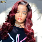 hairbs Customized Wig BAISI 1B/99J# Burgundy Color Lace Wig Loose Wave