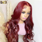 hairbs Customized Wig BAISI 99J# Burgundy Color Lace Wig