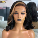 hairbs Customized Wig BAISI Short BoB Wavy Wig With Blonde Highlights In Front