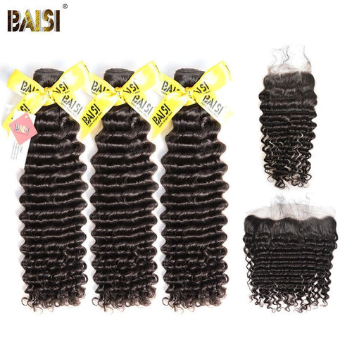 BAISI 10A Deep Wave Bundles with Closure / Frontal - BAISI HAIR