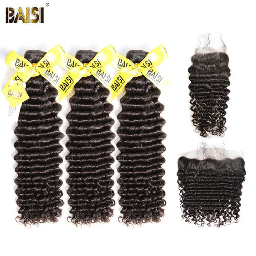 BAISI 10A Peruvian Deep Wave Bundles with Closure / Frontal - BAISI HAIR