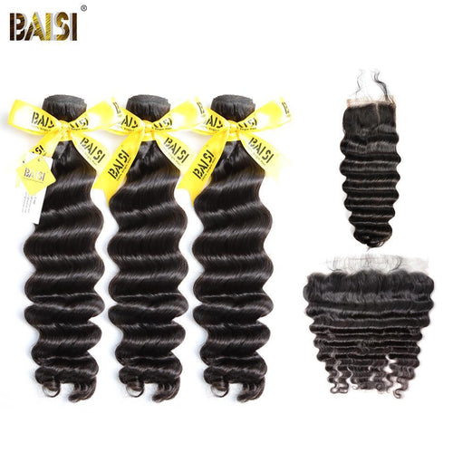 BAISI 10A Peruvian Natural Wave Bundles with Closure/Frontal - BAISI HAIR