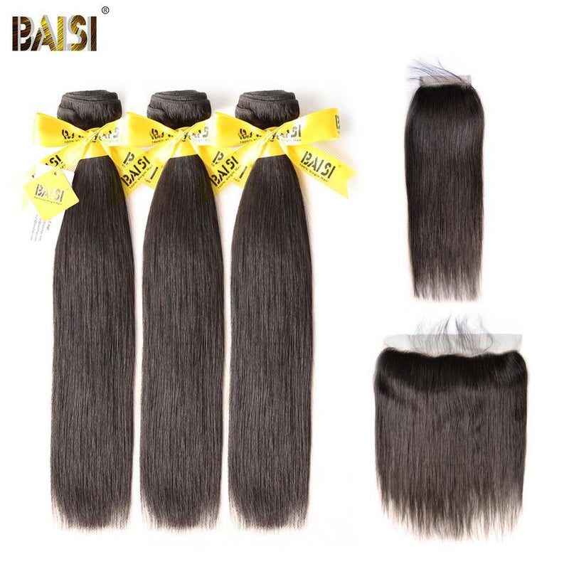 BAISI 10A Peruvian Straight Bundles with Closure / Frontal - BAISI HAIR
